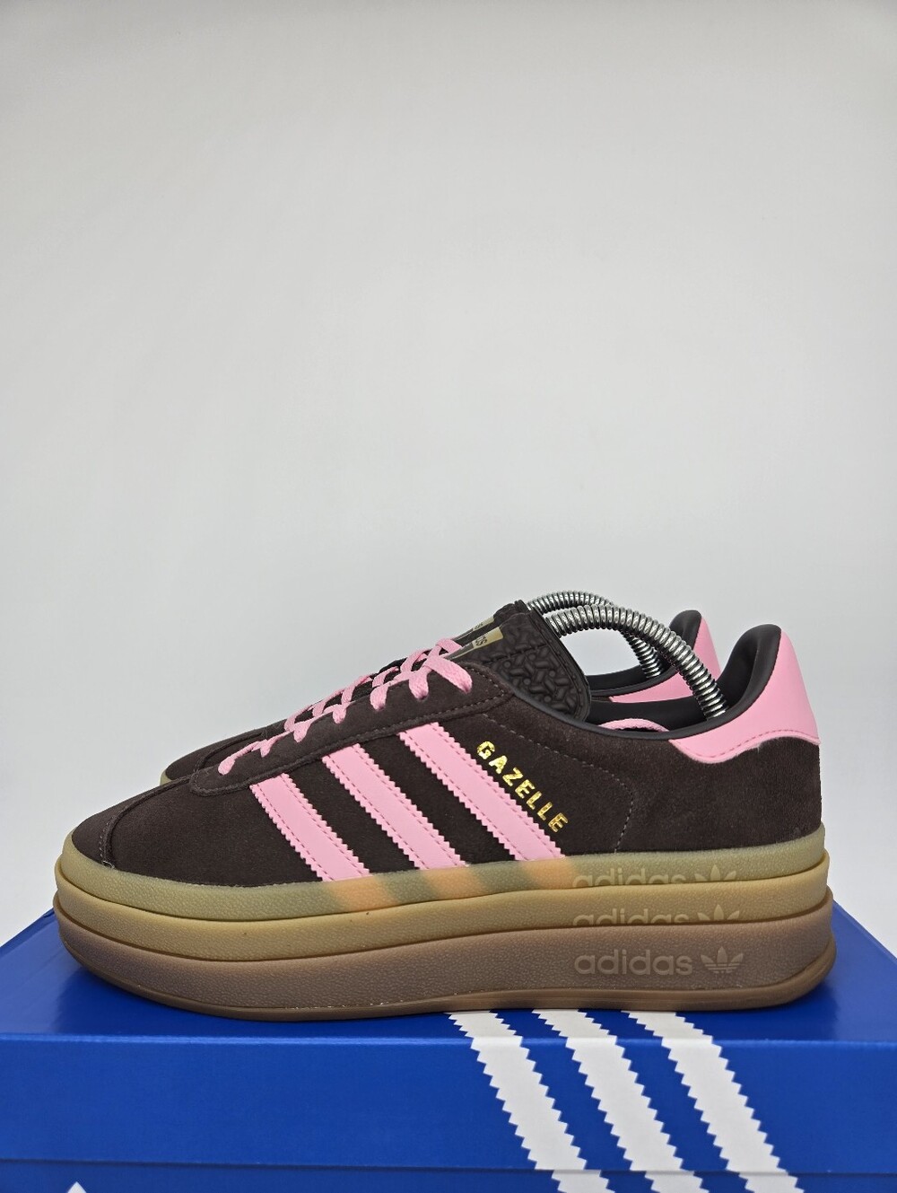 adidas Women's Gazelle Bold IH6786 Aurora Coffee Light Pink Shoes Size 7.5